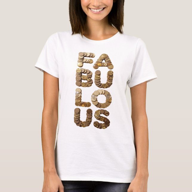 Rent Guld FABULOUS Typsnittsdesign T Shirt (Framsida)