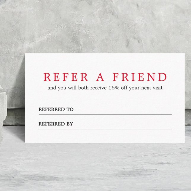 Rent rödvit referenskort med enkel Elegant Rabattkort (Skapare uppladdad)