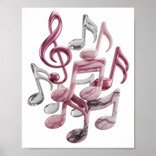 Rent silver MUSIK I RÖRELSE Konstnärligt motiv Poster
