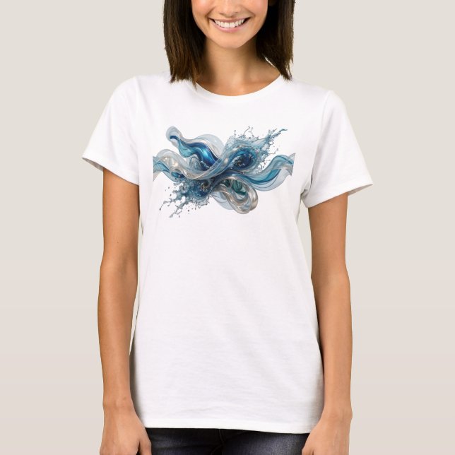Rent silver WATER FLOW-skrivtryck T Shirt (Framsida)