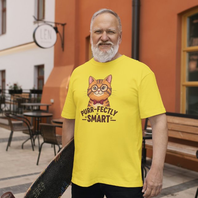 Rent smart nerdy-katt med glasögon t shirt (Skapare uppladdad)