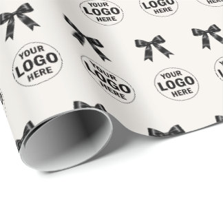 Rent svart och vitt logotypmönster i inpackningspa presentpapper