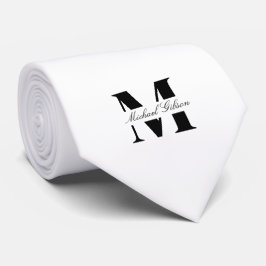 Rent Vitt | Anpassad Monogram Bröllop Trossherrar  Slips