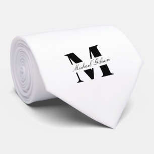 Rent Vitt Anpassad Monogram Bröllop Trossherrar Slips