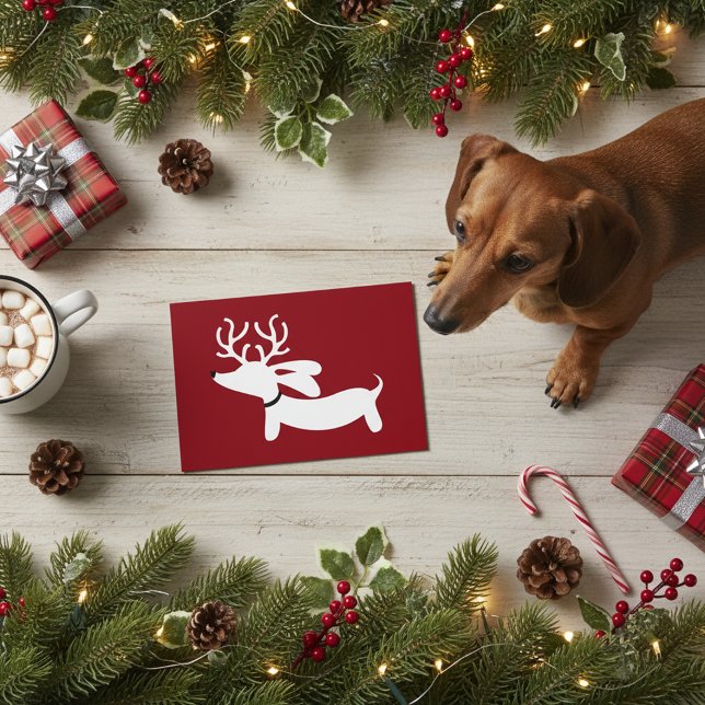 Rentaxen Julhälsningar kortet Doxie Helgkort (Celebrate dachshund style)