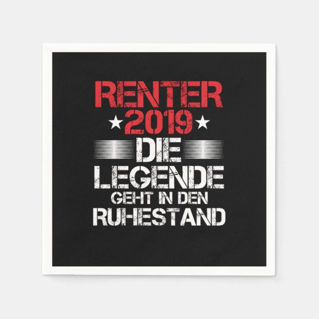 Rentner 2019 Die Legende Geht In Den Ruhestand Ren Pappersservett (Framsidan)