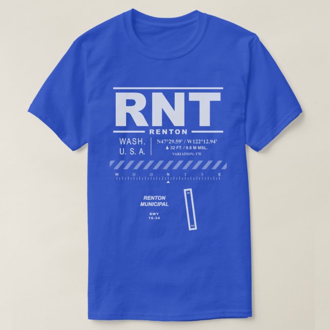 Renton Municipal Airport (RNT) T-Shirt (Design framsida)