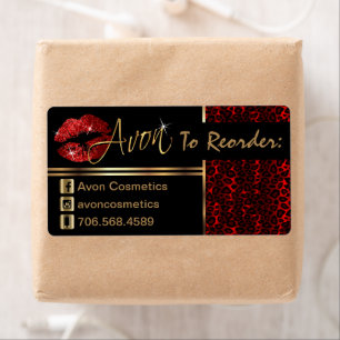 Reorder - Avon - Leopard & Red Glitter Läppar Fraktsedel