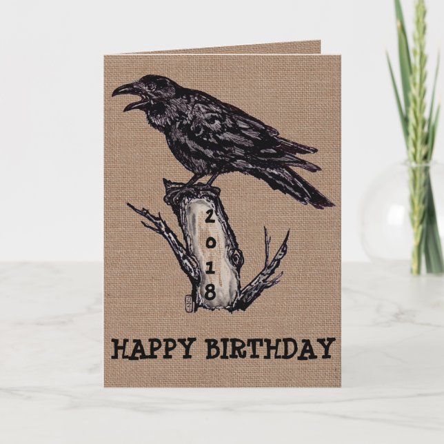 Rep Burlap Birthday Card Personalize, datum Kort (Framsida)