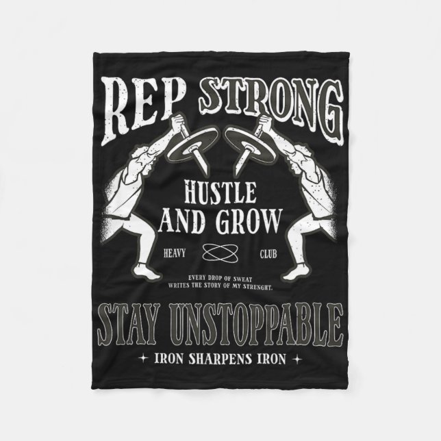 Rep. Stark hustle och grow håll dig ostoppbar. Fleecefilt (Framsidan)