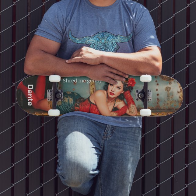 "Repa mig varsamt" steampunk pinup-flicka målning Mini Skateboard Bräda 18,5 Cm (Utomhus 3)
