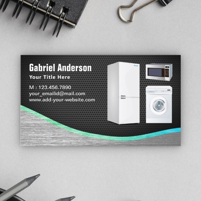 Reparation av apparater för svart mesh-hem visitkort (Skapare uppladdad)