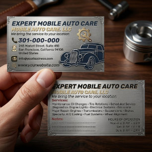 Reparation av bilar & Bil AC Specialist Metall Alu Visitkort