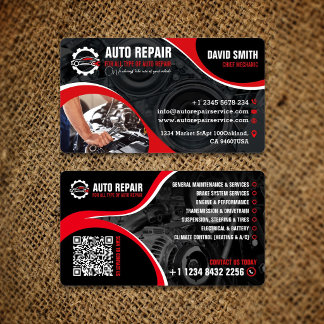 Reparation av bilar, Mobil mekaniker, Redigerbar Visitkort