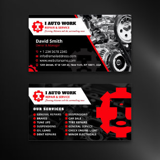 Reparation av bilar, professionell mobil mekaniker visitkort