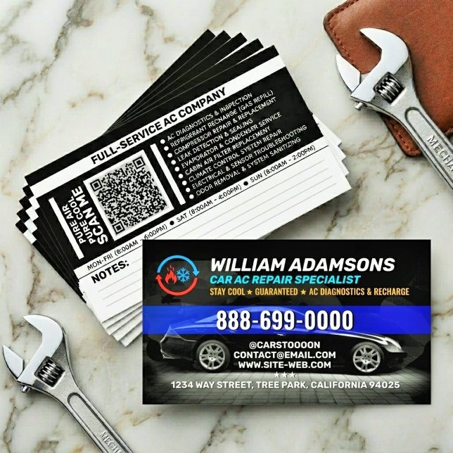 Reparation av bilars luftkonditionering visitkort (Car AC Repair & Recharge | Certified Expert Service)