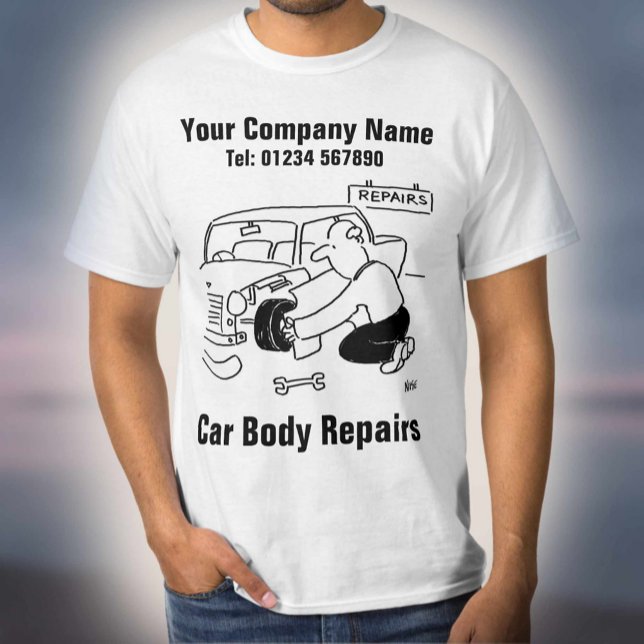 Reparation av bilkarosseri - med Namn och kontakti T Shirt (Skapare uppladdad)