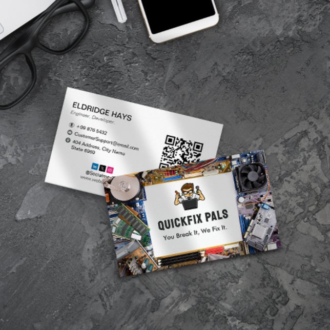 Reparation av datorer | Sparepart White Visitkort (Skapare uppladdad)