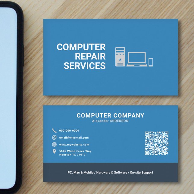 Reparation av datorer visitkort (Computer Repair Services Business Card)