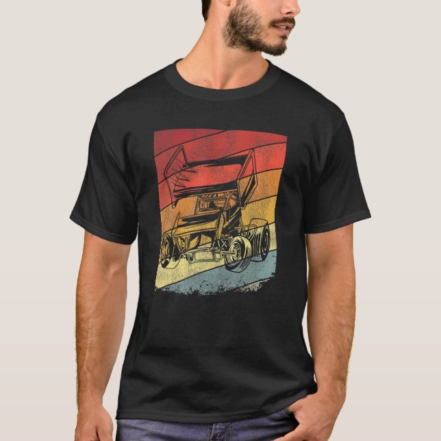 Reparation av Dirt Track Tävla Tävling Sprint Car  T Shirt (Framsida)