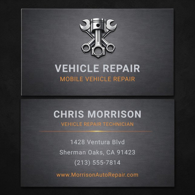 Reparation av fordon Auto Fordon Metallisk Visitkort (Skapare uppladdad)