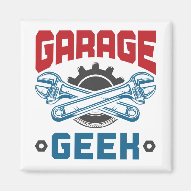 Reparation av Garage Geek Auto Mechanic Fordon Magnet (Framsidan)
