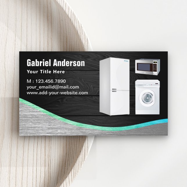 Reparation av Grått Wood Steel Home Appliances Visitkort (Skapare uppladdad)