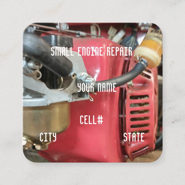 Reparation av liten motor fyrkantigt visitkort (Framsida)