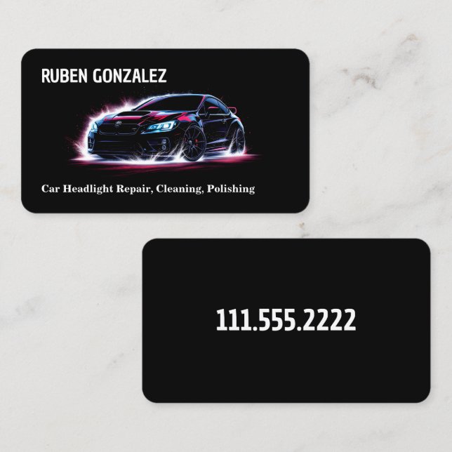 Reparation av ljusbågar i bilstrålkastare visitkort (Fram/baksida)