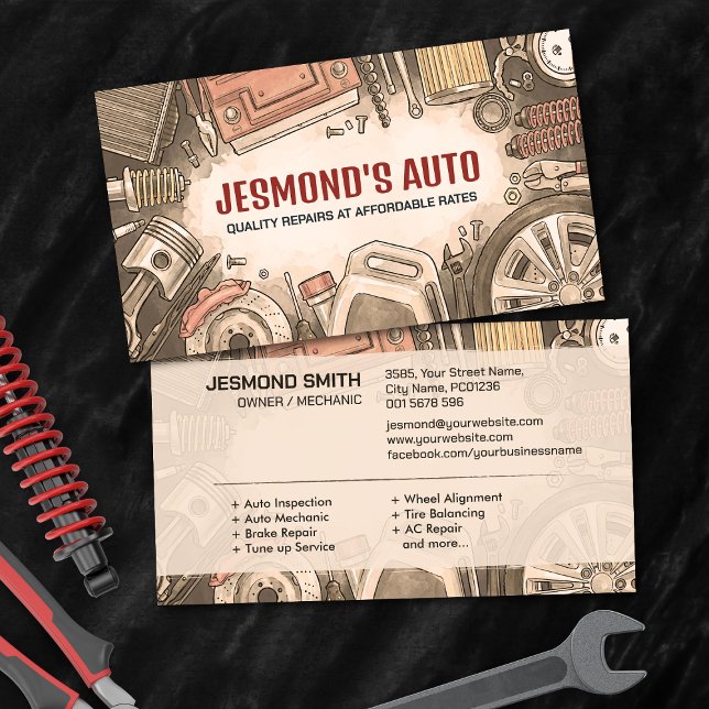 Reparation av motorfordon - mekaniker visitkort (Skapare uppladdad)
