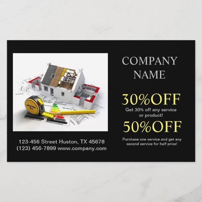 Reparation av reparationshus i tak flygblad (Framsidan)