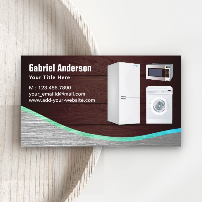 Reparation av Rustic Wood Steel Home Appliances Visitkort (Skapare uppladdad)