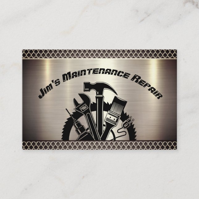 Reparation av underhåll av handyman stålplåt visitkort (Framsida)