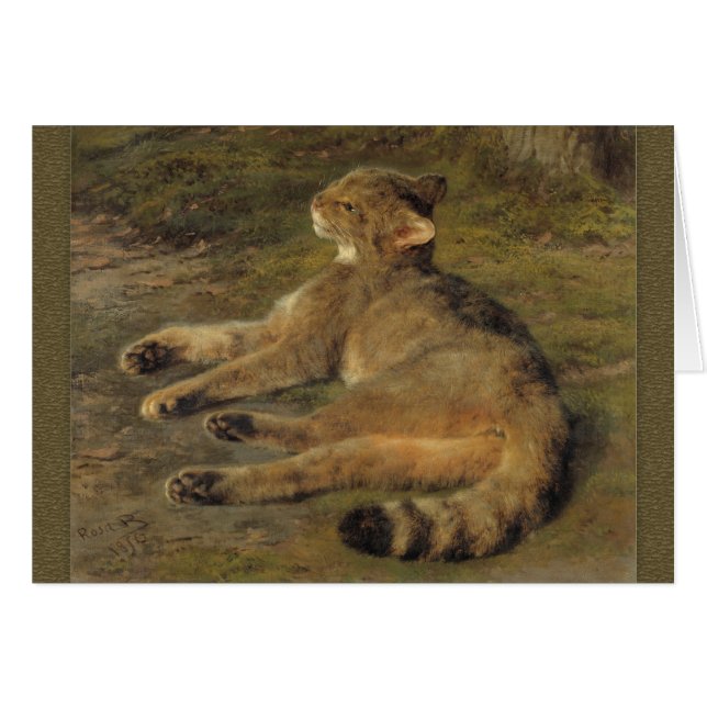 Reparation av ung vildcat CC0481 Rosa Bonheur Hälsningskort (Framsidan Horizontal)