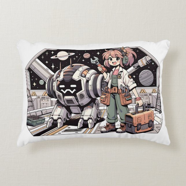 Reparation av verktyg med robotmekanik prydnadskudde (Framsidan)