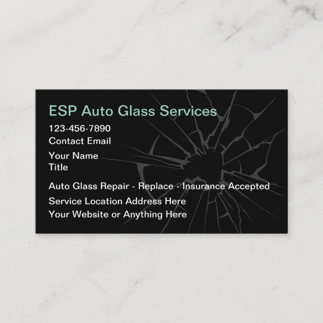 Reparation och byte av autoglas visitkort (Framsida)