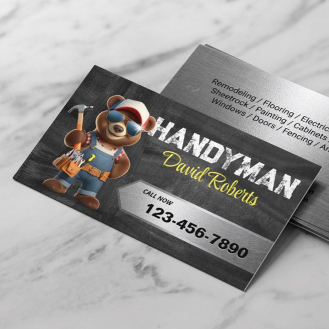 Reparation och underhåll av handyman Bear House Visitkort (Skapare uppladdad)