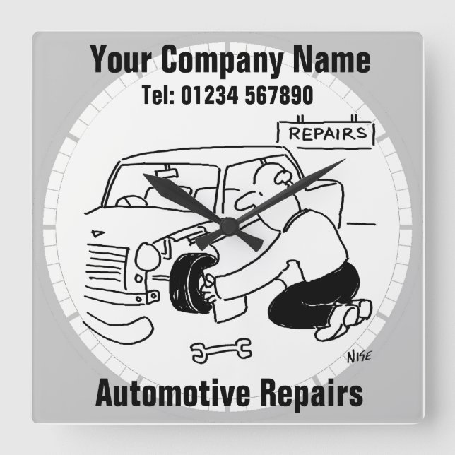 Reparationer av bilar fyrkantig klocka (Framsida)
