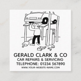 Reparationer och service av motorfordon fyrkantigt visitkort
