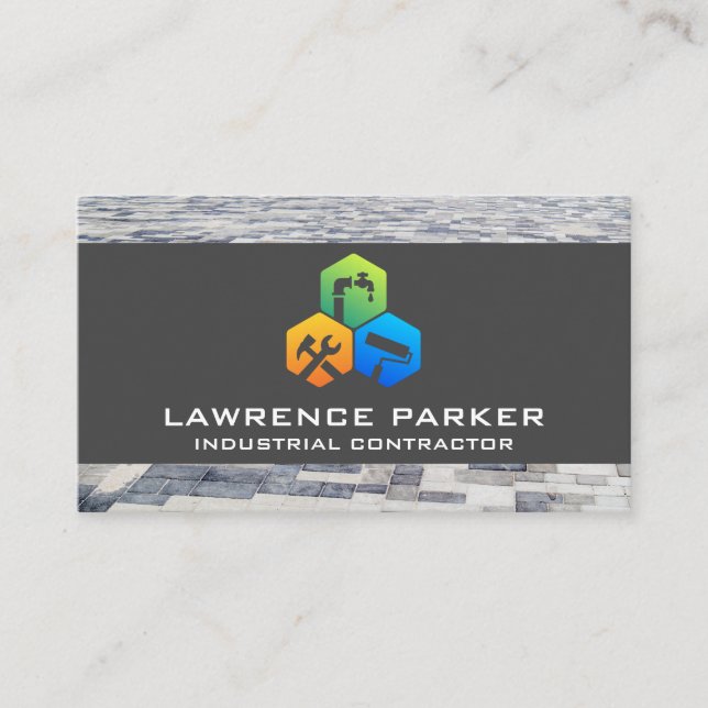 Reparationsikoner för byggaren | Byggarbetare Visitkort (Framsida)
