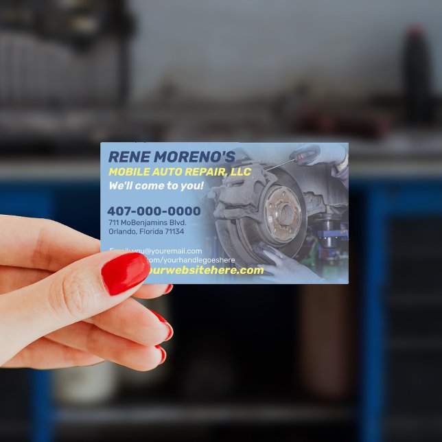 Reparationsmekanism för Mobile Automobile Car 2 si Visitkort (Increase visibility with these mobile mechanic & auto repair business cards.)