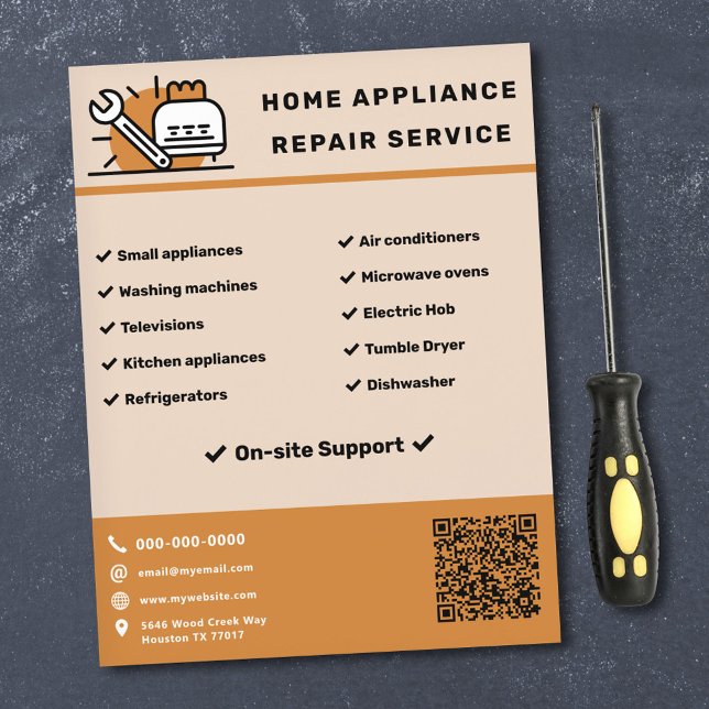 Reparationsservice för hushållsapparater Broschyr Reklamblad (Home Appliance Repair Service Flyer)