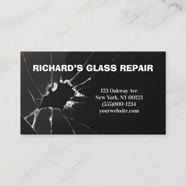 Reparationstjänst för glas i professionell visitkort (Framsida)