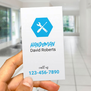 Reparationstjänst för handyman - minimalistblått visitkort