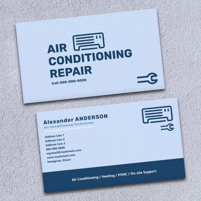 Reparationstjänster för Luft-konditionering Visitkort (Air Conditioning Repair Services Business Card)
