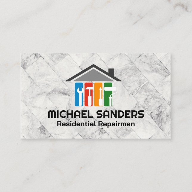 Reparationstjänster | Hand Verktyg Icons Visitkort (Framsida)