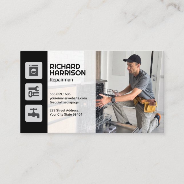 Reparator Fixing Dishwasher Tidsbeställning Kort (Framsida)