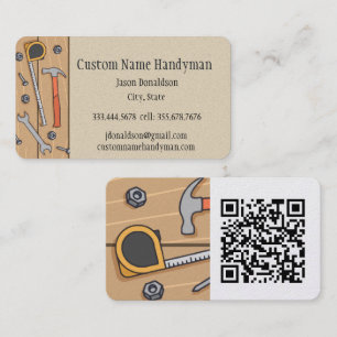 Reparatör, Handyman Anpassad QR-kod Visitkort