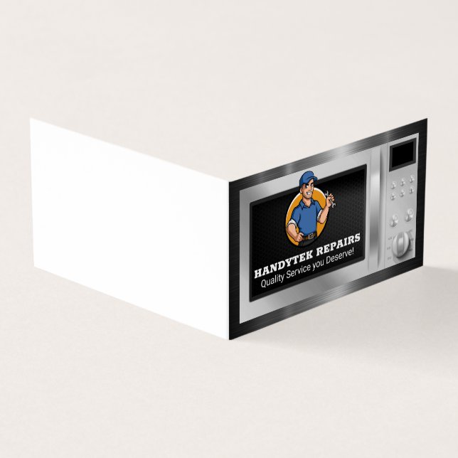Reparatör med Wrench | Mikrovågsutrustning Visitkort (Utsida)