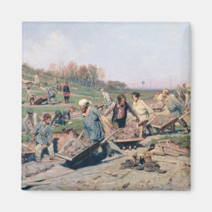 Reparera arbeten på järnvägen fodrar, 1874 magnet